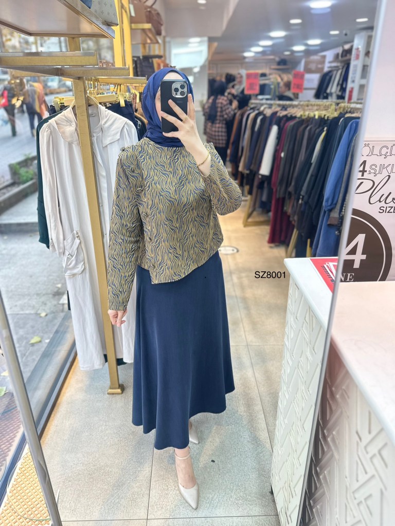 SZ8001 Selma Zaferoğlu Zebra Desen Etekli Takım