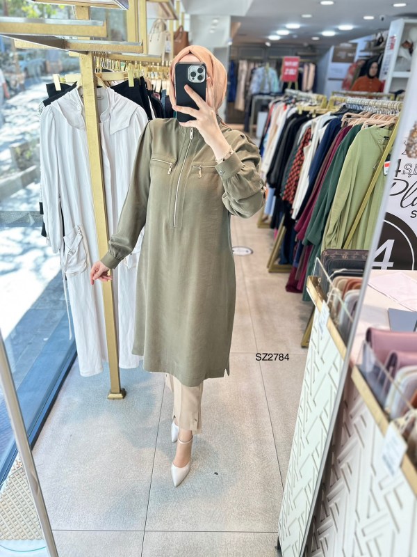 SZ2784 Selma Zaferoğlu Fermuar Detaylı Tunik