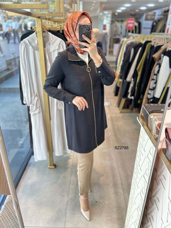 SZ2785 Selma Zaferoğlu Önü Fermuarlı Tunik