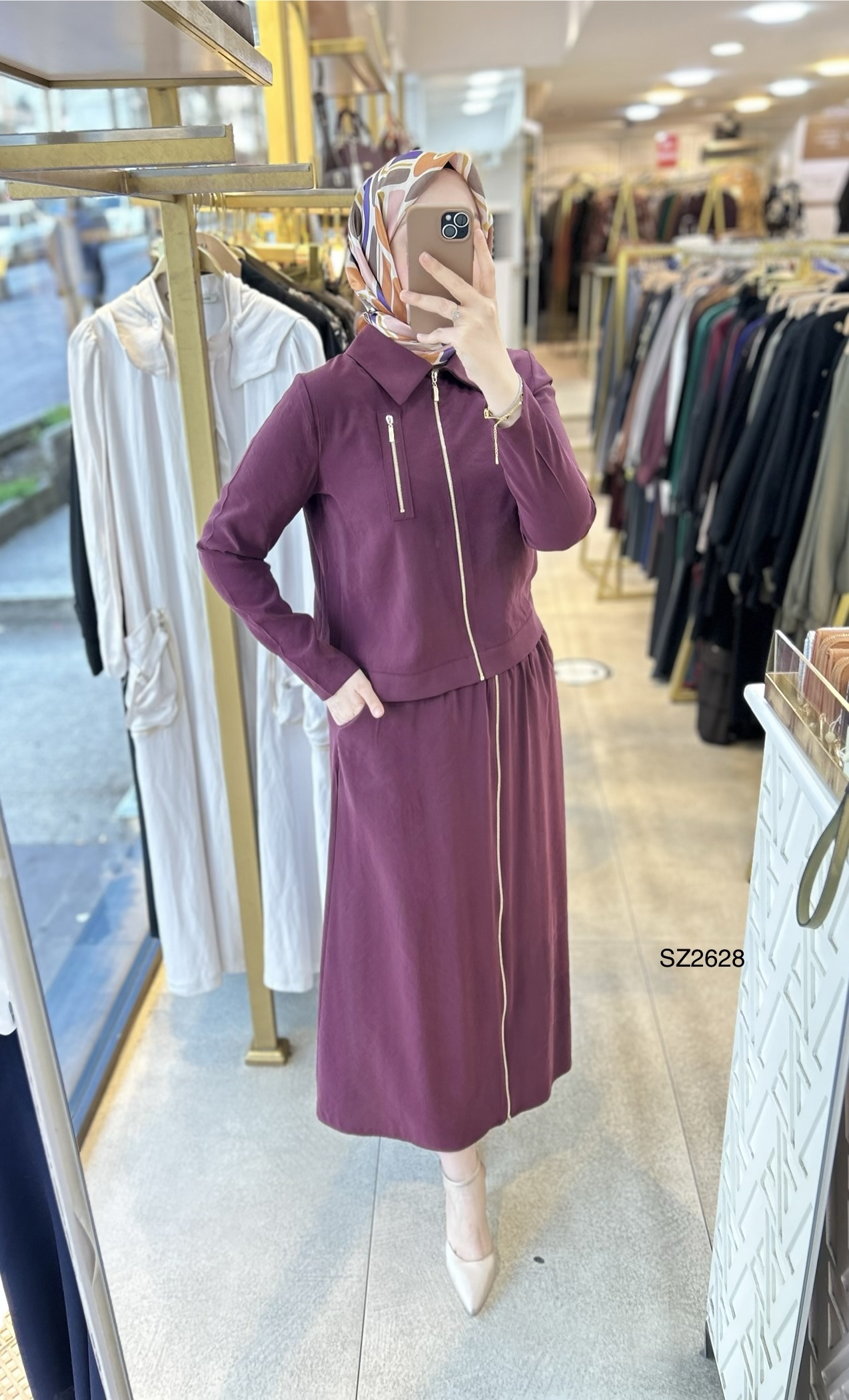 SZ2628 Fermuar Detaylı Etekli Takım - Görsel 13