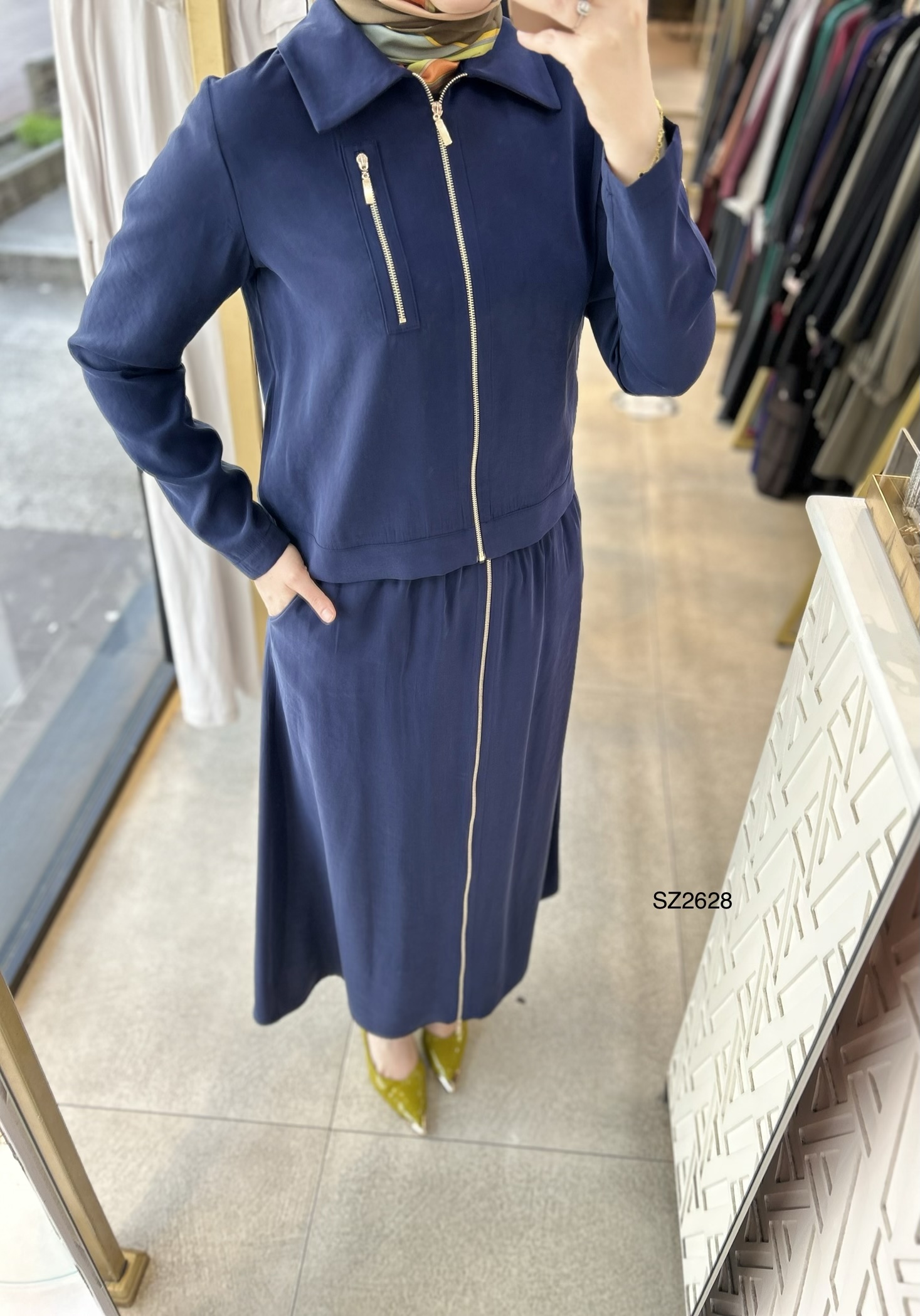 SZ2628 Fermuar Detaylı Etekli Takım - Görsel 6