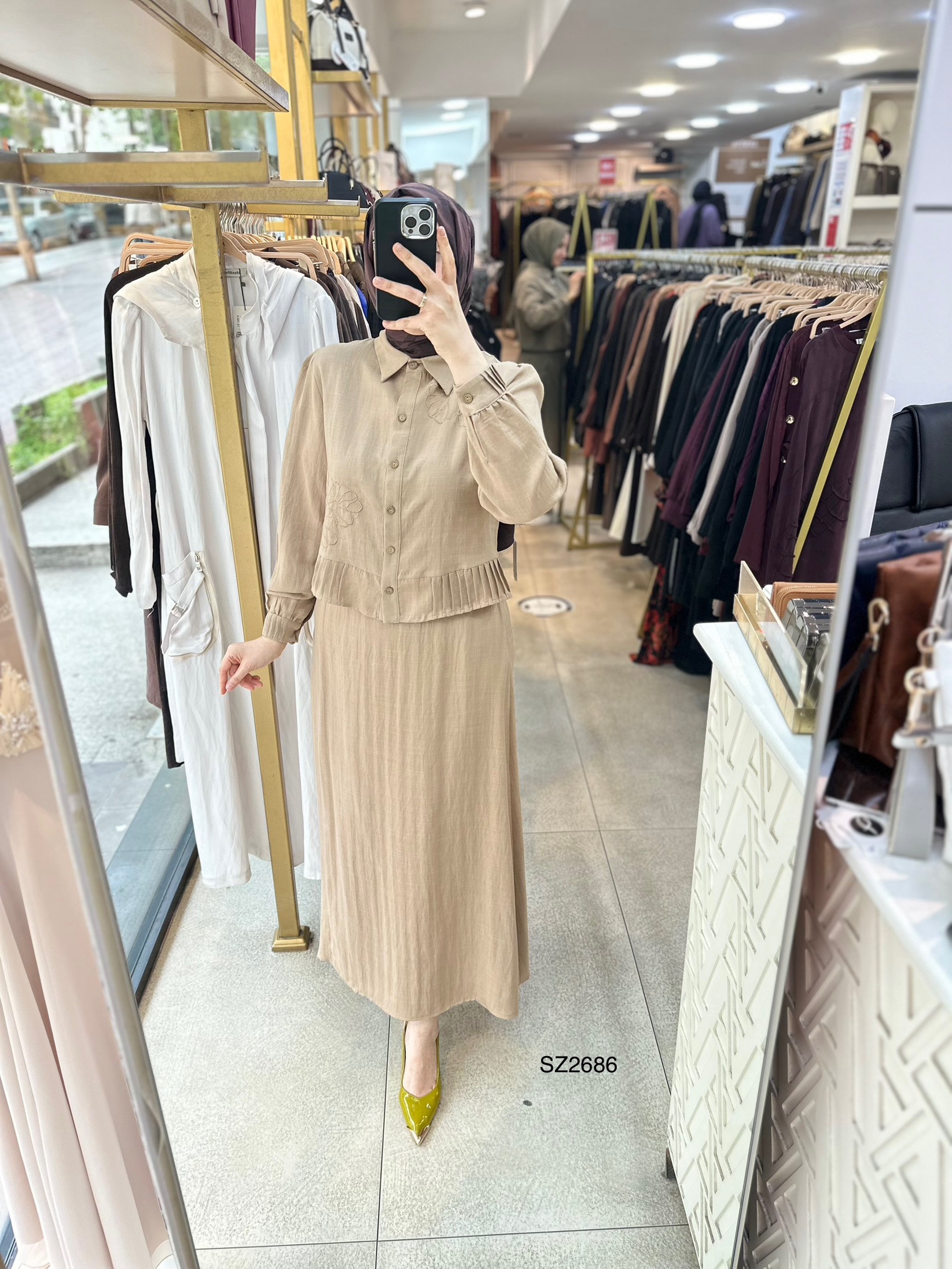 SZ2686 Çiçek Detaylı Keten Takım - Görsel 5